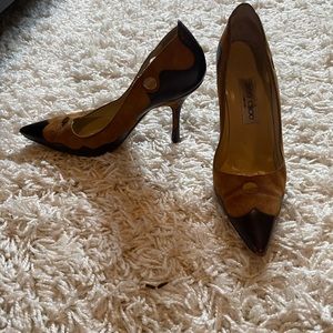 Jimmy Choo suede with leather brown pump heels